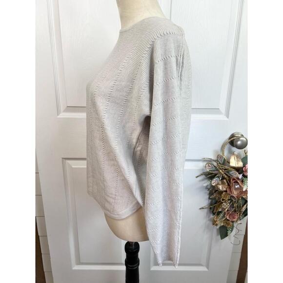 PREMISE Womens Size M Aluminum Heather Textured Knit Sweater Top Side Slit Cozy - Picture 5 of 11